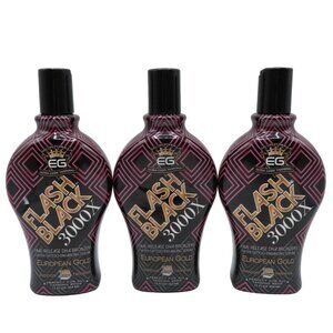 European Gold 3 Pack Flash Black 3000X Indoor Tanning Bed Lotion 12 Fl Oz NEW